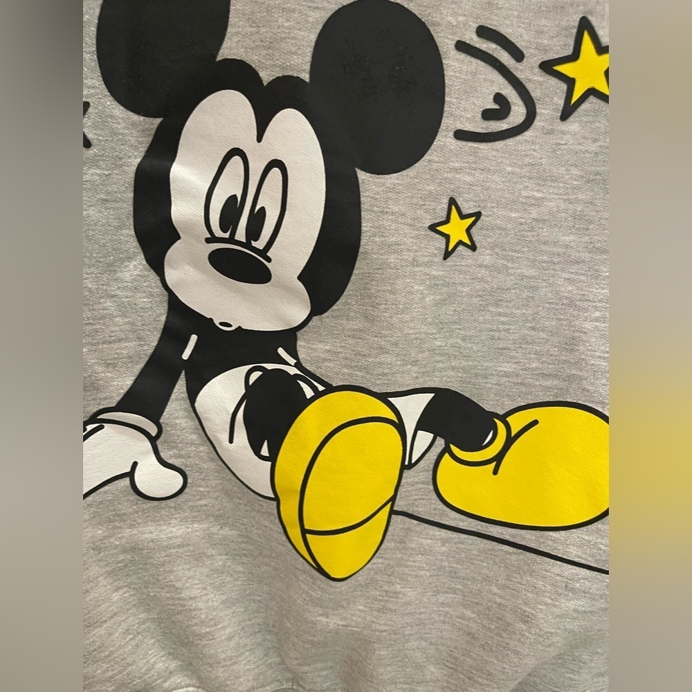 Disney‎ Mickey Mouse Grey XS 0-2 Hoodie Sweatshirt Cotton Stars Lounge Wear Fall